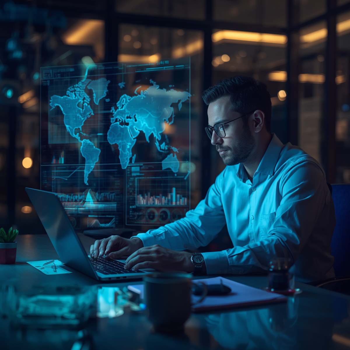 Person in a data control center 