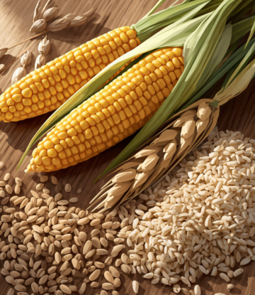 Corn, wheat and rice 