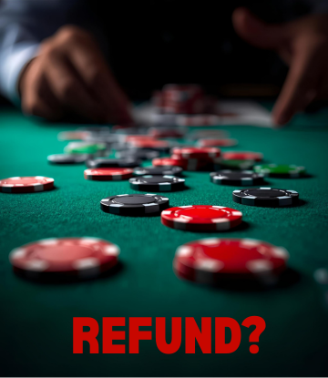Casino table with chips and the text "Refund?? 