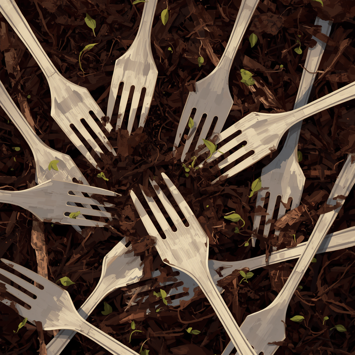 Plastic forks and compost 